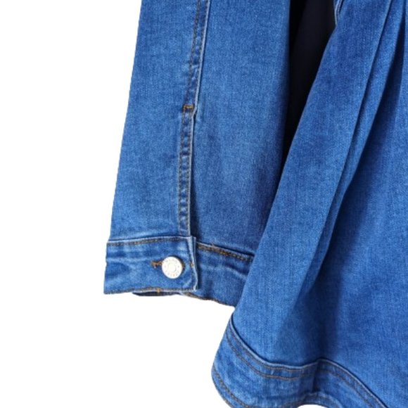 AZALEA WANG Gemini Blue Peplum Ruffled Denim Jacket Size 3XL Jean Akira - Picture 13 of 16